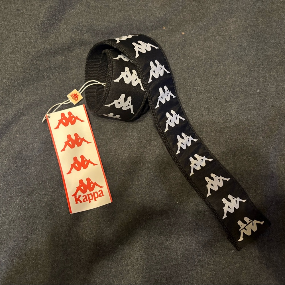 Unisex Kappa Canvas Black & White D Ring Banda Belt Size 130
